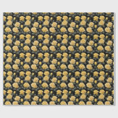 Papier Cadeau Roses Jaune Doré (Plat)