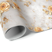 Papier Cadeau Roses jaunes romantiques (Coin rond)