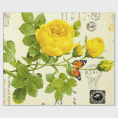 Papier Cadeau Roses jaunes vintages (Plat)