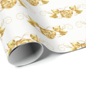 Papier Cadeau Roses mariage de papier-or (Coin rond)