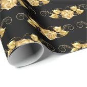 Papier Cadeau Roses mariage de papier-or (Coin rond)