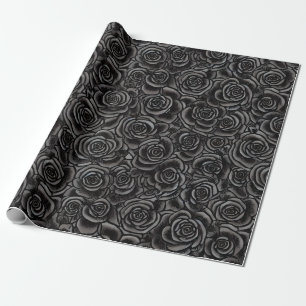 Papier Cadeau Roses noirs Whimsigoth Dark Floral Motif gothique