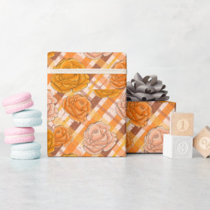 Papier Cadeau Roses oranges et roses