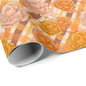Papier Cadeau Roses oranges et roses (Coin rond)