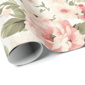 Papier Cadeau Roses pastel crème (Coin rond)