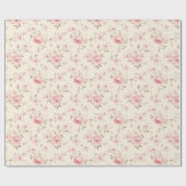 Papier Cadeau Roses peints en rose doux (Plat)