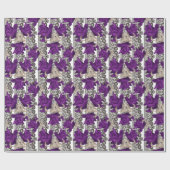 Papier Cadeau Roses rétro, violet (Plat)