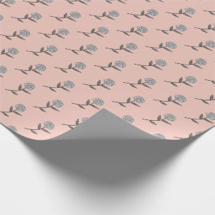 Papier Cadeau Roses rose gris simple Ditsy Floral Holiday Cadeau