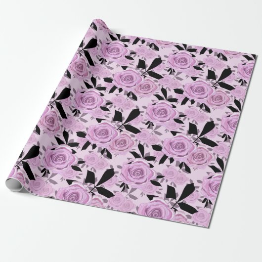 Papier Cadeau Roses roses (Déroulé)