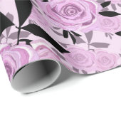 Papier Cadeau Roses roses (Coin rond)