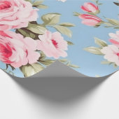 Papier Cadeau Roses roses anglaises vintages (Coin)