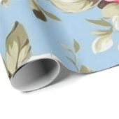 Papier Cadeau Roses roses anglaises vintages (Coin rond)