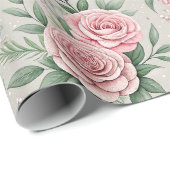 Papier Cadeau Roses roses de maman (Coin rond)