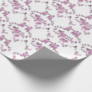 Papier Cadeau Roses roses et lierre