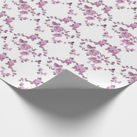 Papier Cadeau Roses roses et lierre (Coin)