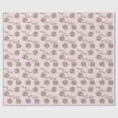 Papier Cadeau Roses roses Jardin Printemps Mariage (Plat)