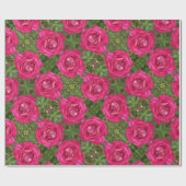 Papier Cadeau Roses roses romantiques Fleurs Roses Florales (Plat)