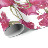 Papier Cadeau Roses roses rose Aquarelle Motif peint à la main (Coin rond)