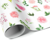 Papier Cadeau Roses roses roses avec feuillage (Coin rond)
