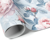 Papier Cadeau Roses roses roses vintages (Coin rond)