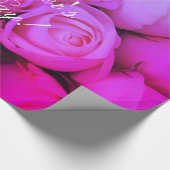 Papier Cadeau Roses roses texte personnalisé Bonne fête des mère (Coin)