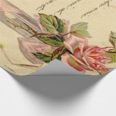 Papier Cadeau Roses roses vintages (Coin)