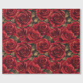 Papier Cadeau Roses rouge et or (Plat)