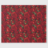 Papier Cadeau Roses rouge et or (Plat)