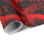 Papier Cadeau Roses rouge foncé pour vous (Coin rond)