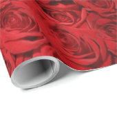 PAPIER CADEAU ROSES ROUGES (Coin rond)