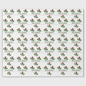 Papier Cadeau Roses rouges Abstraites Jolly, Holiday Holly (Plat)