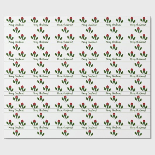 Papier Cadeau Roses rouges Abstraites Jolly, Holiday Holly (Plat)