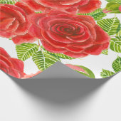 Papier Cadeau Roses rouges aquarelle transparente motif (Coin)