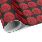 Papier Cadeau Roses rouges classiques sur Photographie noire (Coin rond)
