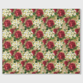 Papier Cadeau Roses Rouges De Jardin (Plat)