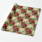 Papier Cadeau Roses Rouges De Jardin (Déroulé)