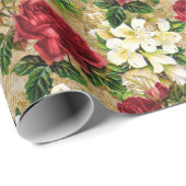 Papier Cadeau Roses Rouges De Jardin (Coin rond)
