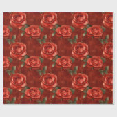Papier Cadeau Roses rouges et dorées (Plat)