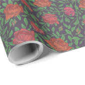 Papier Cadeau Roses rouges et fuchsia parfaites de style gothiqu (Coin rond)