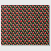 Papier Cadeau Roses rouges, fond noir, (Plat)