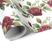 Papier Cadeau Roses rouges romantiques (Coin rond)