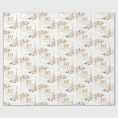 Papier Cadeau Roses rustiques rose rousse eucalyptus 40e anniver (Plat)