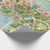 Papier Cadeau Roses SAUVAGES, FEUILLES VERTS, OISEAU VOLANT DANS (Coin)