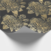 Papier Cadeau Roses vintage grises et or faux (Coin)