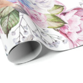 Papier Cadeau Roses vintages et fleurs d'Hydrangea Nature (Coin rond)