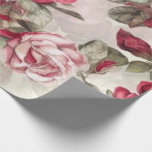 Papier Cadeau Roses Vintages roses et rouges (Coin)