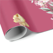 Papier Cadeau Roses vintages sur le rose (Coin rond)