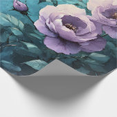 Papier Cadeau Roses violets sur la page de découpage Turquoise (Coin)