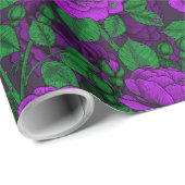 Papier Cadeau Roses violettes (Coin rond)