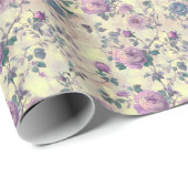 Papier Cadeau Roses Violettes (Coin rond)